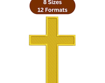 Satin Stitch Cross Embroidery Design, Easter Minicross, 8 Sizes Included, Instant Download