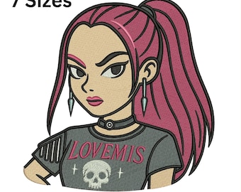 Bordado de chicas Huntrix, diseño de bordado Mira, archivos de cazadores de demonios Kpop, 7 tamaños, descarga instantánea