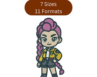 Diseño de bordado de Rumi, bordado de Huntrix Girls, patrón de cazadores de demonios del K-Pop, 7 tamaños, descarga digital