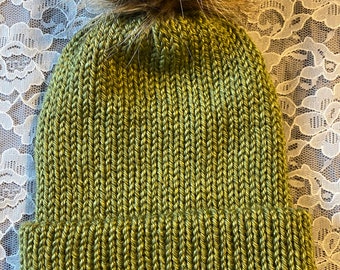 Winter Hat, Beanie, Womens Hat, Winter Hat, Furry Pom Pom,  Ready To Ship