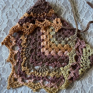 Crochet Bandana - Crochet Kerchief - Festival Bandana- Granny Bandana- Retro Bandana - Ready to Ship Mother's Day Gift