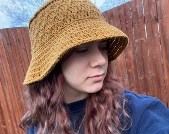 Summer Bucket Hat Sun Hat | Camping Hat | Fishing Hat | Ready to Ship in Butterscotch