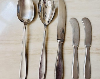 5pc WMF Cromargan Germany Shadowpoint Serving Set Stainless