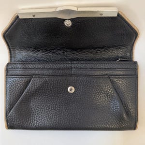 Brighton Classic Pebbled Leather Clutch Wallet Snap Closure Organizer Black image 7