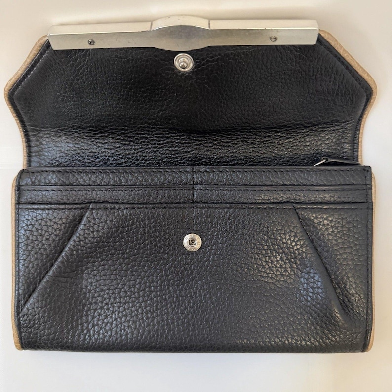 Brighton Classic Pebbled Leather Clutch Wallet Snap Closure Organizer Black image 7