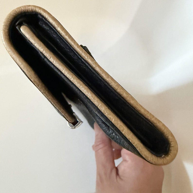 Brighton Classic Pebbled Leather Clutch Wallet Snap Closure Organizer Black image 4