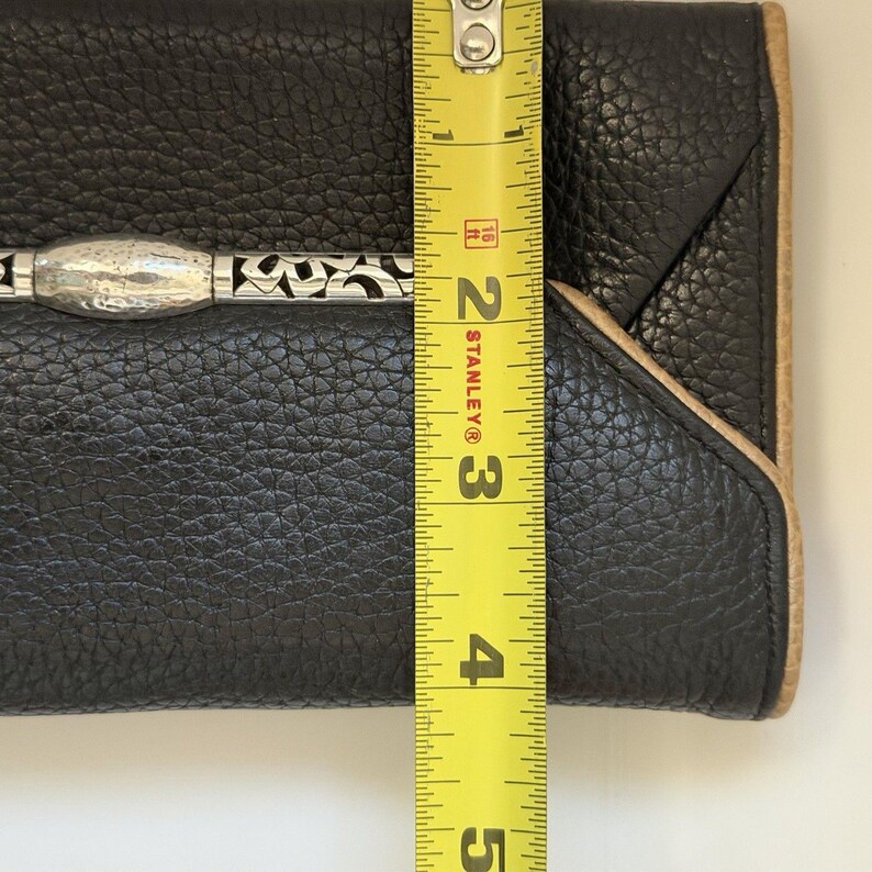 Brighton Classic Pebbled Leather Clutch Wallet Snap Closure Organizer Black image 16