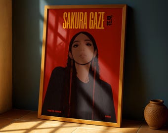 Sakura Gaze: Minimalistyczny wydruk artystyczny „Tokijska dziewczyna”