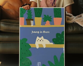 Wytrwaj: plakat motywacyjny, wystrój salonu, wystrój łazienki, zabawny nadruk, grafika ścienna z psem, miłośnik psów