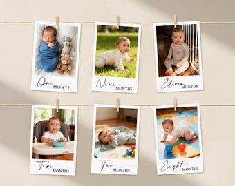 First Birthday Photo Banner - Baby Milestone Polaroid Garland