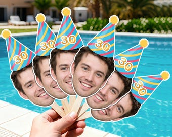 Personalized Face Birthday Banner – Custom Hat Photo Garland