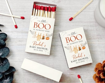 Personalized Halloween Baby Shower Matchboxes A Little Boo Is Almost Due Unique Fall Baby Shower Favors