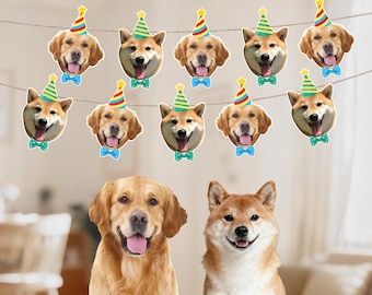 Personalized Pet Photo Birthday Banner, Custom Dog Garland