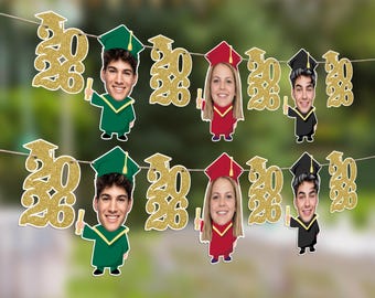 Custom Graduation Banner: Personalized Photo Garland Class of 2026 Party Decor