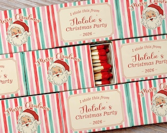 Personalized Christmas Matchboxes Custom Holiday Party Favors Retro Santa Match Boxes Funny Christmas Party Decor Stocking Stuffers
