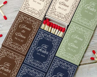 Personalized Wedding Matchboxes Vintage Floral Wedding Favors Old Money Bridal Shower Favor Botanical Matchbook Rehearsal Dinner Matches
