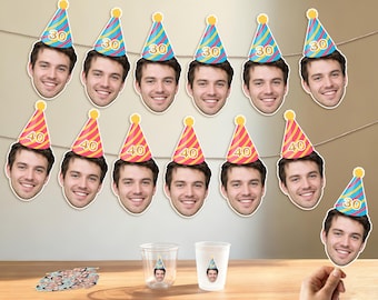 Custom Face Birthday Banner with Confetti – Funny Personalized Party Garland for Adult Birthday Decoration