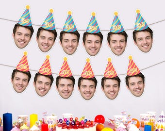 Custom Face Birthday Banner – Photo Cutouts, Milestone Party Decor