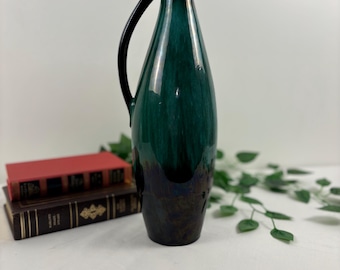 Impresionante jarrón jarra de cerámica Blue Mountain Pottery de la década de 1960, de 38 cm, de estilo moderno de mediados de siglo, con esmaltado verde y negro.