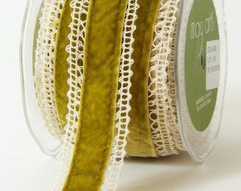 May Arts 1 yard 1.5" Crochet Velvet Ribbon 372