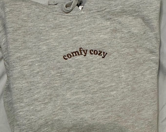 Comfy Cozy Embroidered Hoodie | Minimalist Embroidered Sweatshirt | Cozy Aesthetic Pullover | Handmade Embroidery