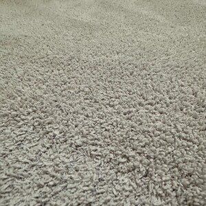 Pu&ograve; includere: Un tappeto grigio chiaro caratterizzato da una texture densa e a pelo lungo. La superficie &egrave; composta da numerosi piccoli anelli di filato ritorto che creano un aspetto morbido e irregolare su tutta l'estensione del materiale.