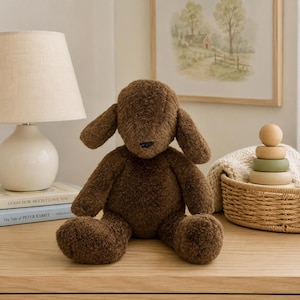 Vintage Manhattan Toy Company Brown Puppy Plush | Soft Stuffed Dog 1987 Nursery Decor