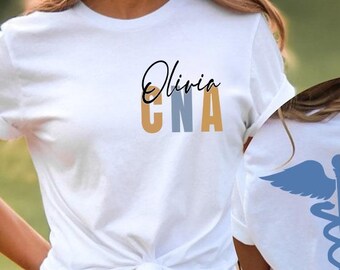パーソナライズされたCNA Tシャツ、看護師への感謝の贈り物、快適な色