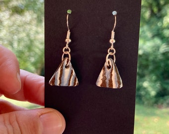 Triangle Striped Agateware Sterling Silver Earrings