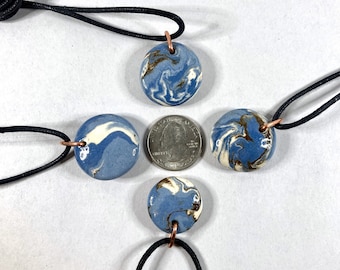 Marbled Clay Reversible Circle Pendant Necklace