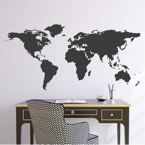 World Map Outline Decal Sticker DB374 Etsy