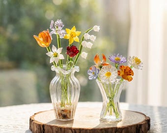 Glass Birth Month Flowers, Floral Home Decor, Valentine's Or Wedding Gift, Handmade Personalized Gifts, Gift For Grandma