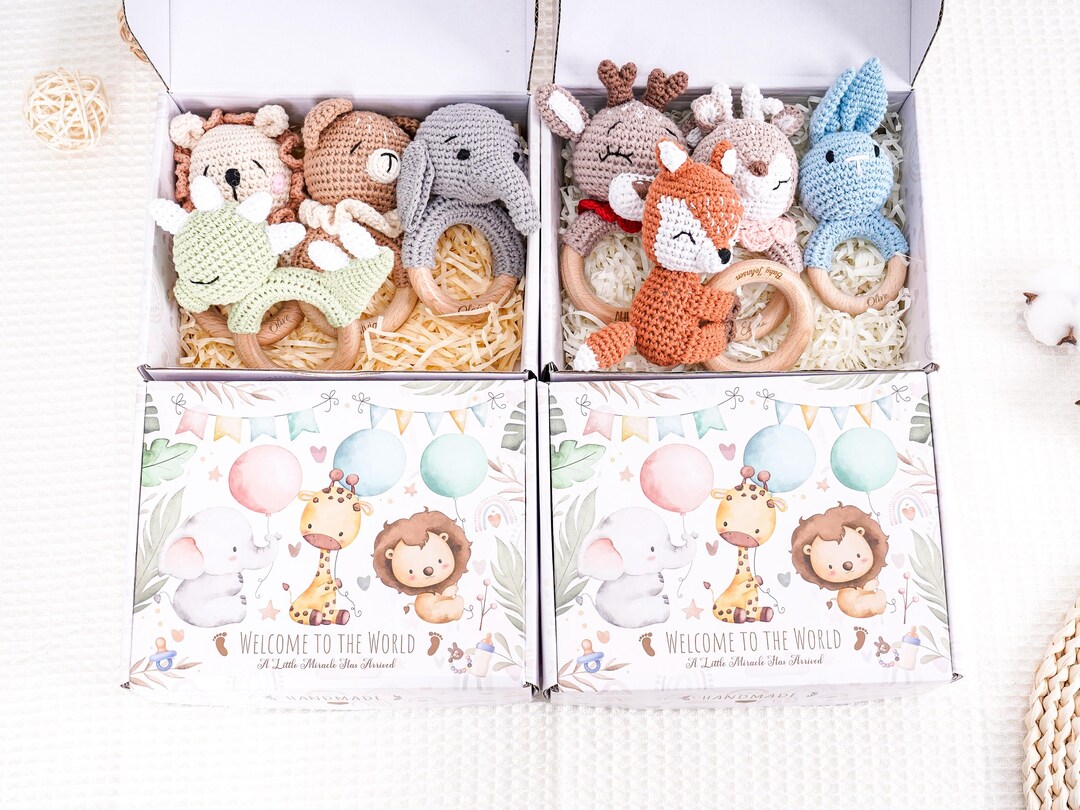 Personalized Baby Rattle 4-piece– Handmade Newborn Toy, Custom Name ...