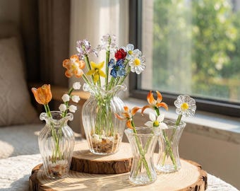 ガラスの花束、手作りの誕生月の花、女性へのギフト、結婚式や母の日のギフト、ホームデコレーション