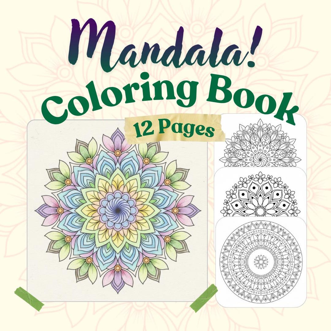 Mandala Coloring Book | Adult & Kids Concentration | 12 Printable Pages ...