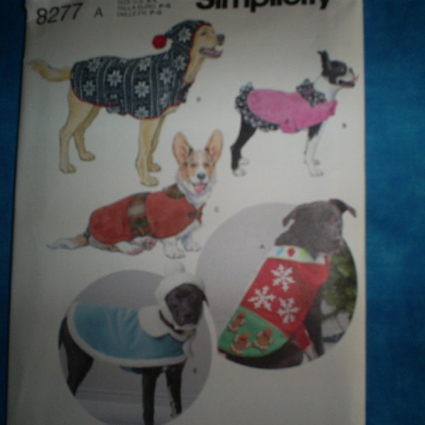 Simplicity 8277 Size S-L Dog Coats.