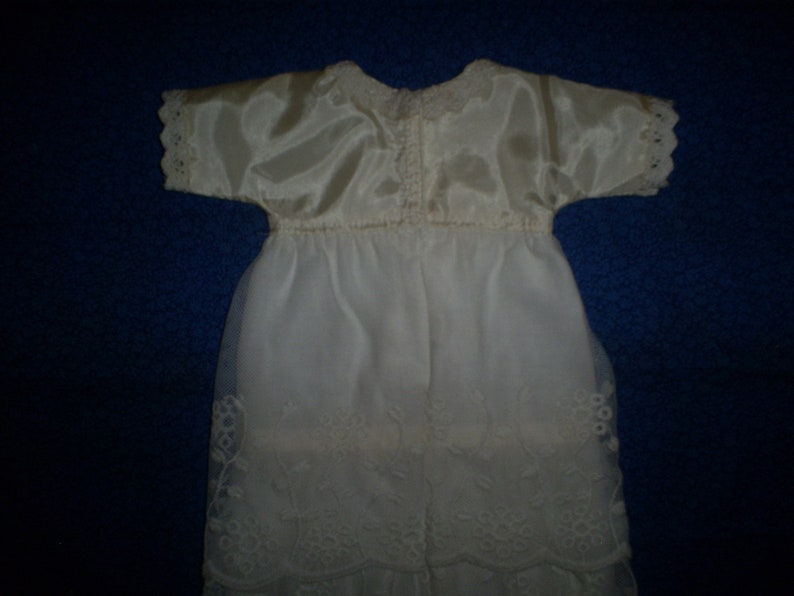 upcycled eco remade Preemie Christening Gown and bonnet. Recycled