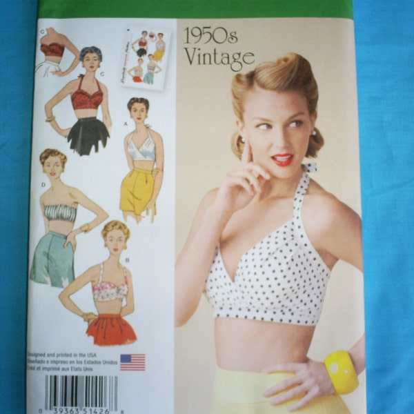 Simplicity 1950s Vintage 1426 Size 14-22 Bra Tops.