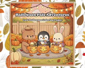 Libro para colorear de Halloween: Animales adorables (PDF imprimible)