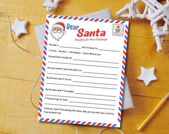 Carta a Papá Noel imprimible: Lista de deseos navideños (descarga instantánea)
