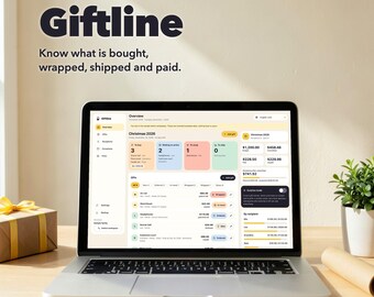 Christmas Gift Budget Tracker, Gift List with Wrapping and Shipping Status (Digital Download)