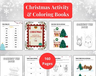 Christmas Activity & Coloring Book for Kids - 160 Pages Printable PDF