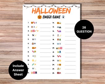 Juego de emojis de Halloween: Actividad divertida para fiestas (Descarga instantánea en PDF)