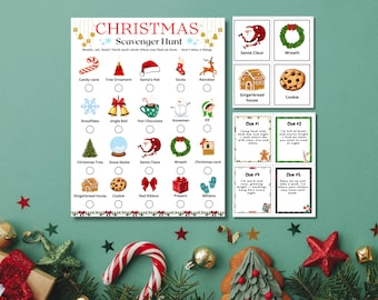 Búsqueda del tesoro navideña: pistas para interiores y exteriores (descarga instantánea)