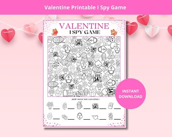 Juego imprimible "Veo, veo" de San Valentín: actividad divertida para niños y familias (PDF)