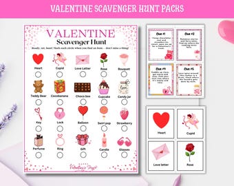 Paquete imprimible del juego de búsqueda del tesoro de San Valentín (PDF)