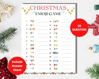 Juego de Emojis Navideños: Actividad Divertida para Fiestas (Descarga Instantánea en PDF)