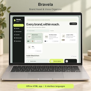 Brand Asset and Voice Organizer, Offline HTML App, Bravela
