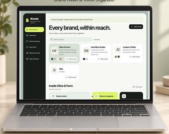 Brand Asset and Voice Organizer, Offline HTML App, Bravela