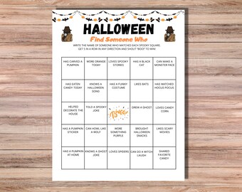 Juego imprimible "Encuentra a alguien" de Halloween: divertido rompehielos para el aula y la familia